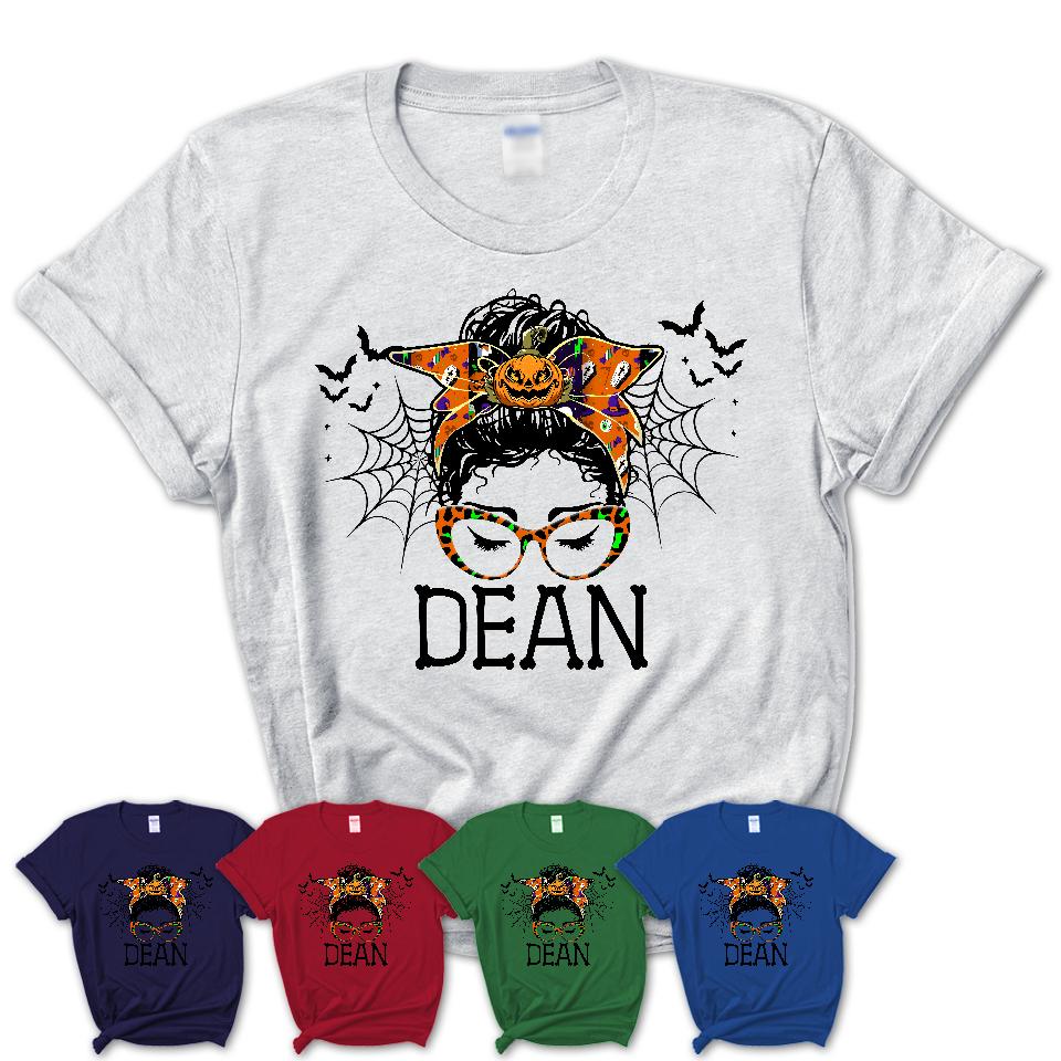 Halloween Dean Shirt, Messy Bun Girl Shirt, Funny Coworker Gift in Halloween, Scary Costume Team Shirt