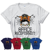 Halloween Office Receptionist Shirt, Messy Bun Girl Shirt, Funny Coworker Gift in Halloween, Scary Costume Team Shirt