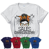 Halloween Sales Coordinator Shirt, Messy Bun Girl Shirt, Funny Coworker Gift in Halloween, Scary Costume Team Shirt