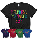 Helpdesk Manager Rainbow Lettering Heart Shirt, Employee Appreciation Gifts