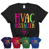 Hvac Installer Rainbow Lettering Heart Shirt, Employee Appreciation Gifts