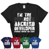 I'm The Psychotic Backend Developer Everyone Warned You About Funny Coworker Tshirt