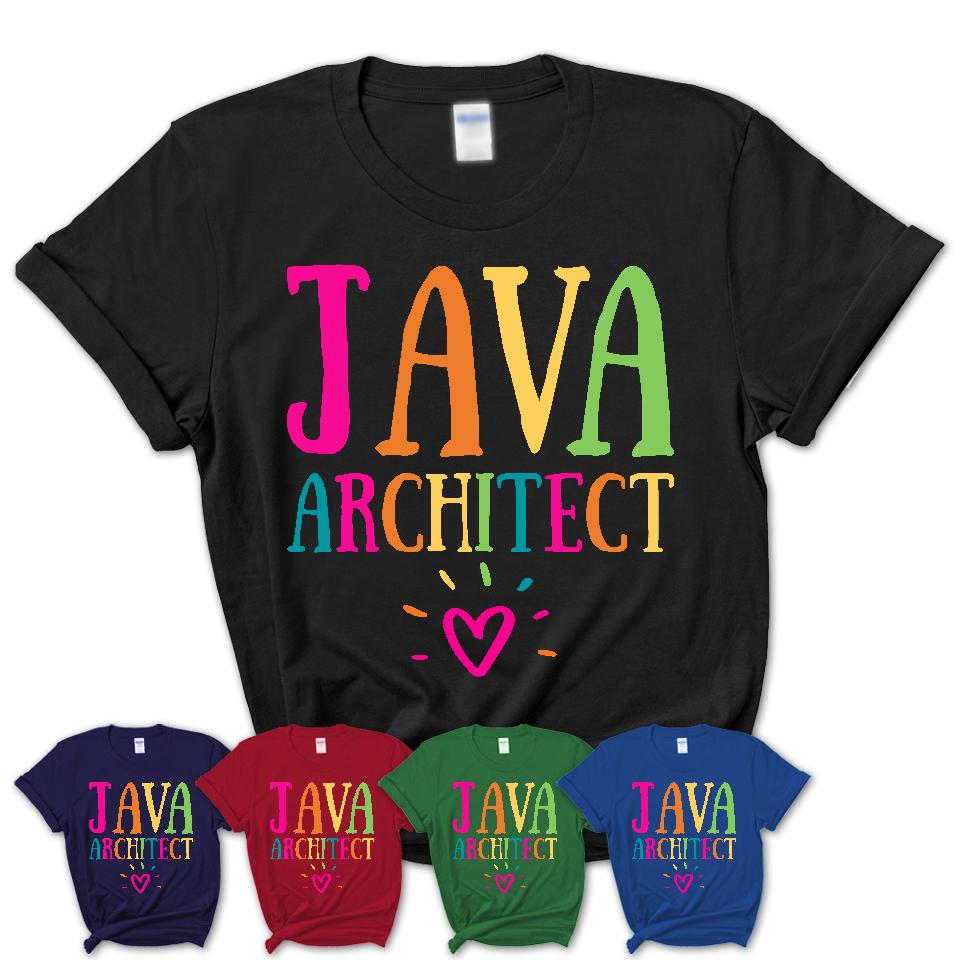 Java Architect Rainbow Lettering Heart Shirt, Employee Appreciation Gifts