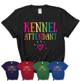 Kennel Attendant Rainbow Lettering Heart Shirt, Employee Appreciation Gifts