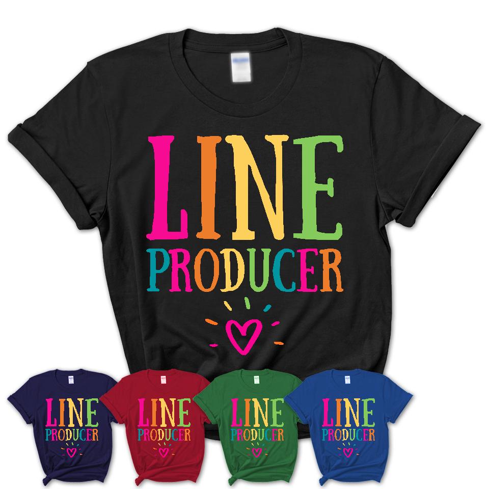Line Producer Rainbow Lettering Heart Shirt, Employee Appreciation Gifts