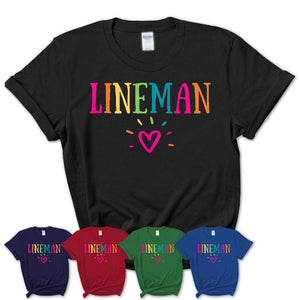 Lineman Rainbow Lettering Heart Shirt, Employee Appreciation Gifts