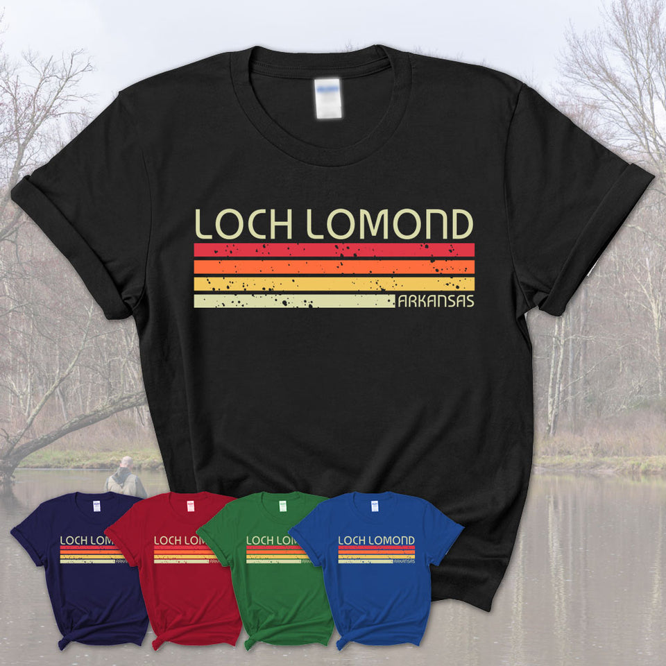 Loch Lomond Arkansas Funny Fishing Camping Summer Retro Gift T-Shirt
