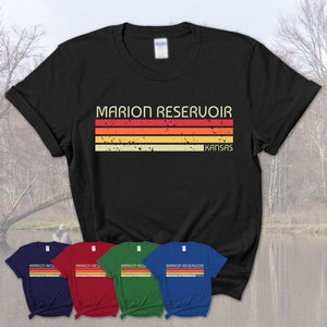 Marion Reservoir Kansas Funny Fishing Camping Summer Retro Gift T-Shirt