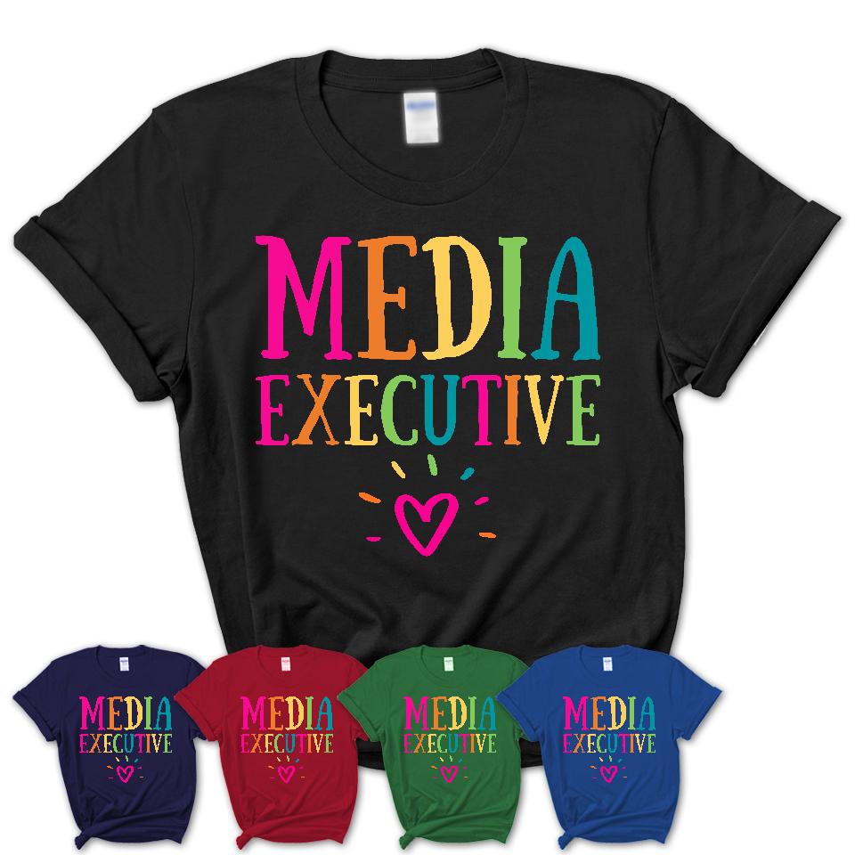 Media Executive Rainbow Lettering Heart Shirt, Employee Appreciation Gifts