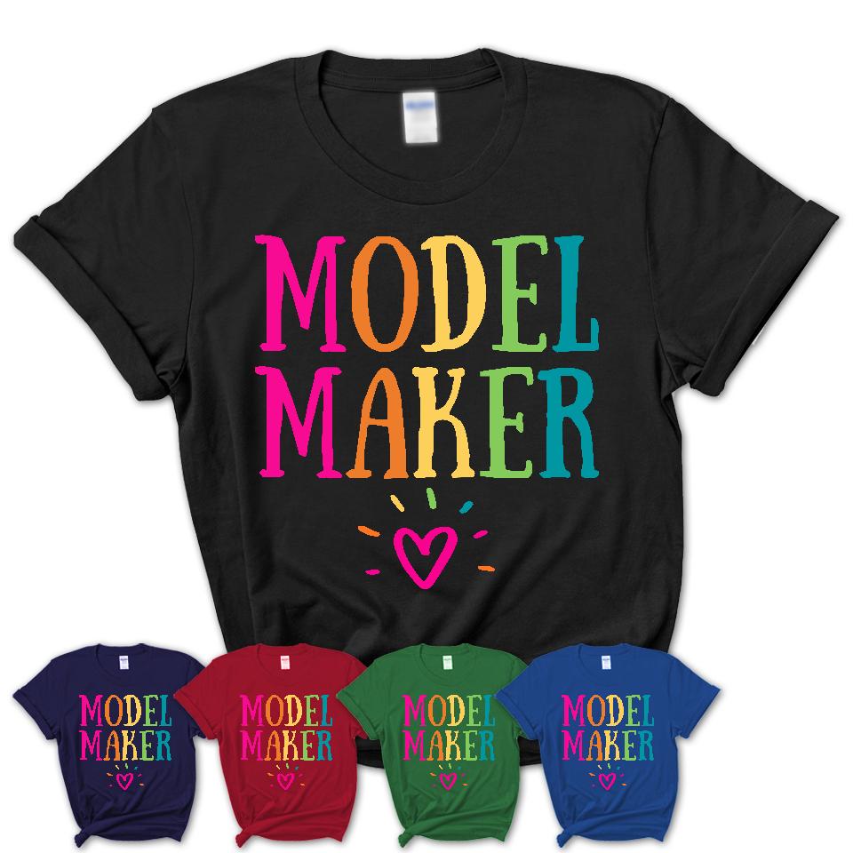 Model Maker Rainbow Lettering Heart Shirt, Employee Appreciation Gifts