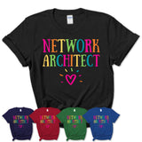 Network Architect Rainbow Lettering Heart Shirt, Employee Appreciation Gifts