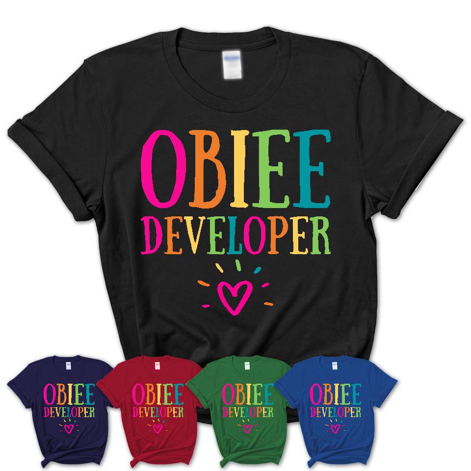 Obiee Developer Rainbow Lettering Heart Shirt, Employee Appreciation Gifts