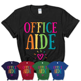 Office Aide Rainbow Lettering Heart Shirt, Employee Appreciation Gifts