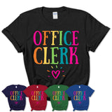 Office Clerk Rainbow Lettering Heart Shirt, Employee Appreciation Gifts