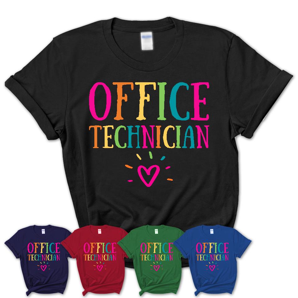 Office Technician Rainbow Lettering Heart Shirt, Employee Appreciation Gifts