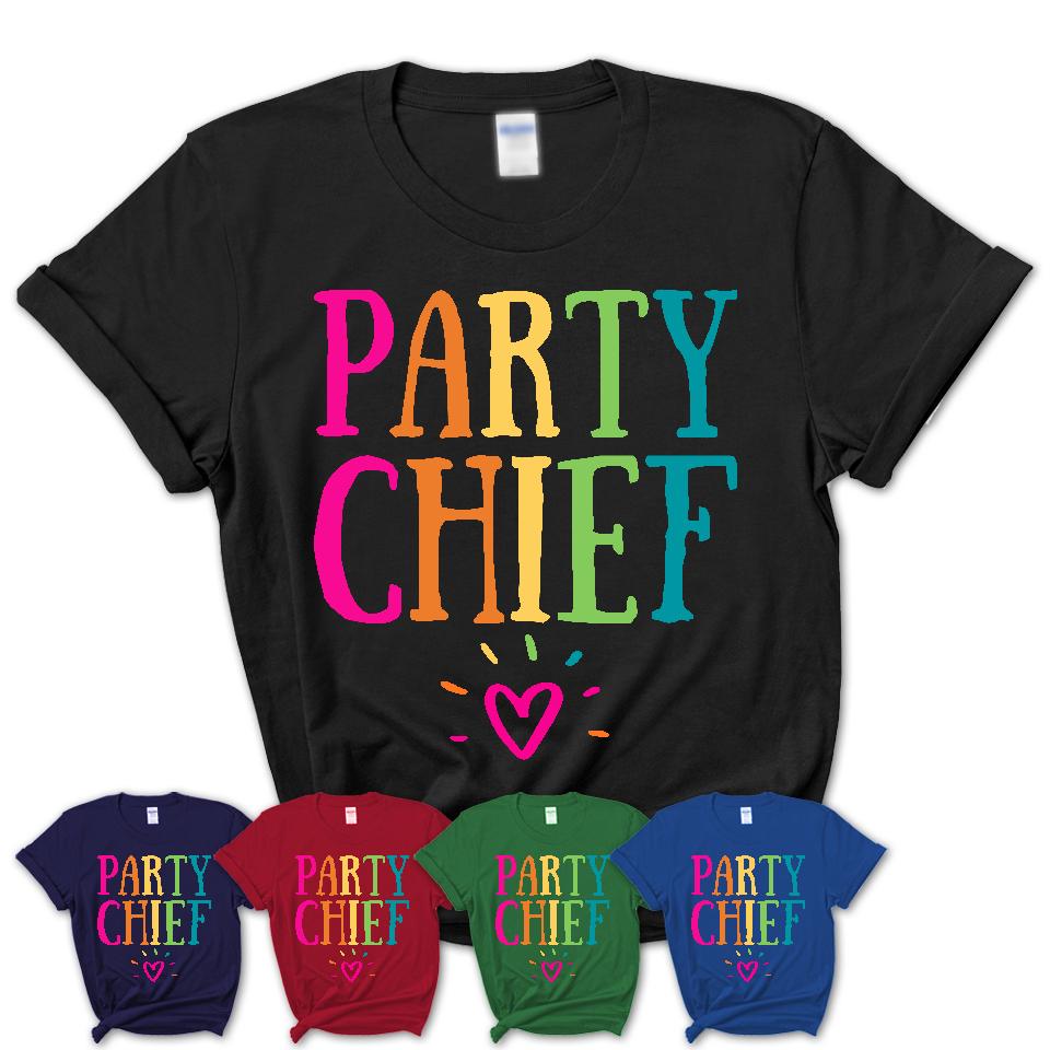 Party Chief Rainbow Lettering Heart Shirt, Employee Appreciation Gifts