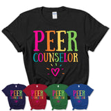 Peer Counselor Rainbow Lettering Heart Shirt, Employee Appreciation Gifts