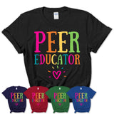 Peer Educator Rainbow Lettering Heart Shirt, Employee Appreciation Gifts