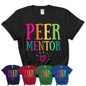 Peer Mentor Rainbow Lettering Heart Shirt, Employee Appreciation Gifts