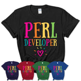 Perl Developer Rainbow Lettering Heart Shirt, Employee Appreciation Gifts