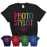 Photo Stylist Rainbow Lettering Heart Shirt, Employee Appreciation Gifts