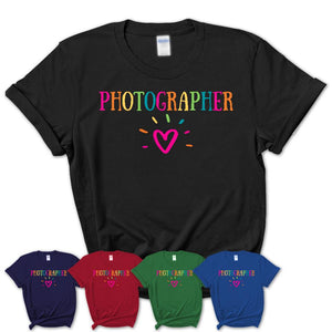 Photographer Rainbow Lettering Heart Shirt, Employee Appreciation Gifts