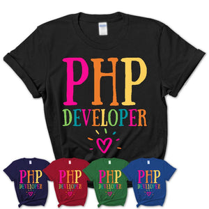 Php Developer Rainbow Lettering Heart Shirt, Employee Appreciation Gifts