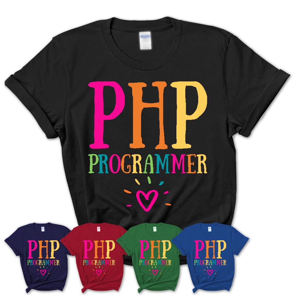 Php Programmer Rainbow Lettering Heart Shirt, Employee Appreciation Gifts