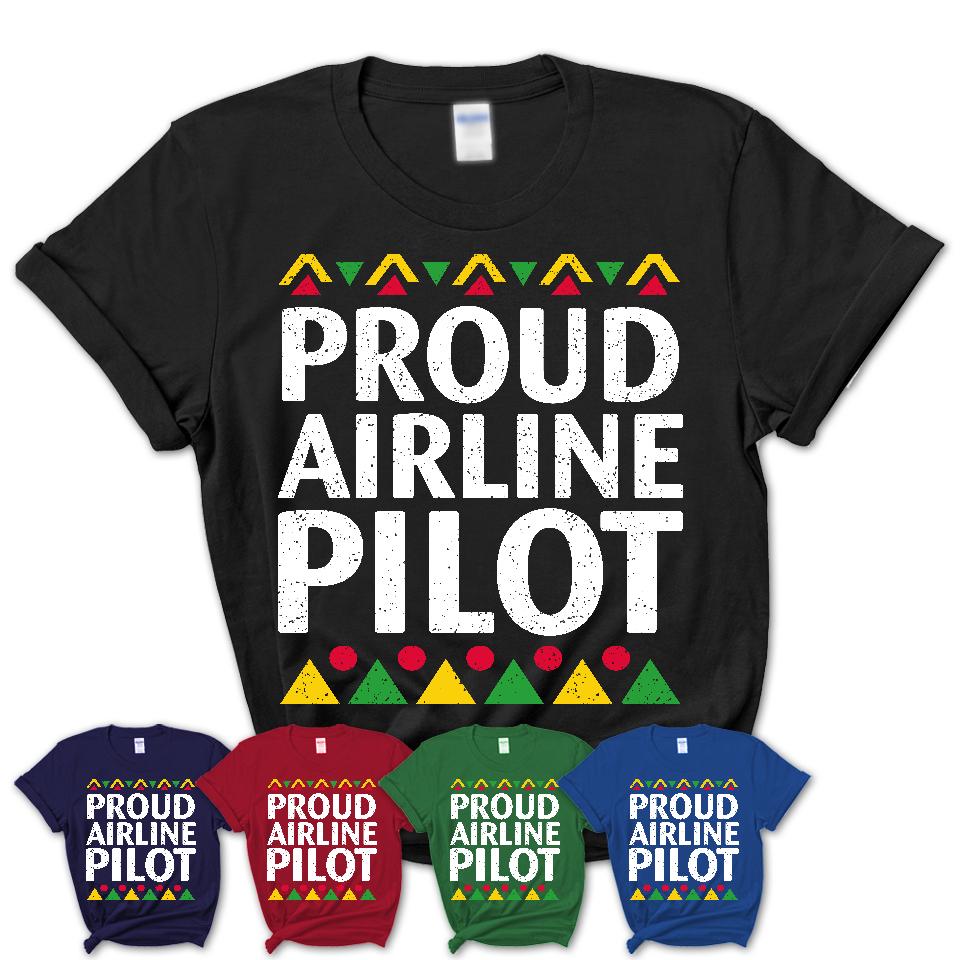 Proud Airline Pilot Africa Pride Black History Month T-Shirt