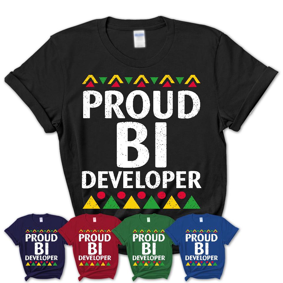 Proud Bi Developer Africa Pride Black History Month T-Shirt