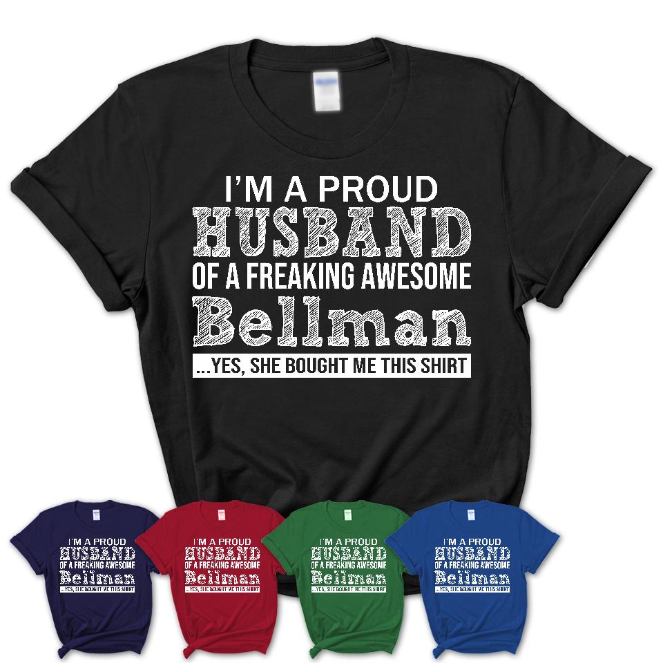 Proud Husband of A Freaking Awesome Bellman Wife Shirt, Husband Valentine Gift, Anniversary Couple Shirt