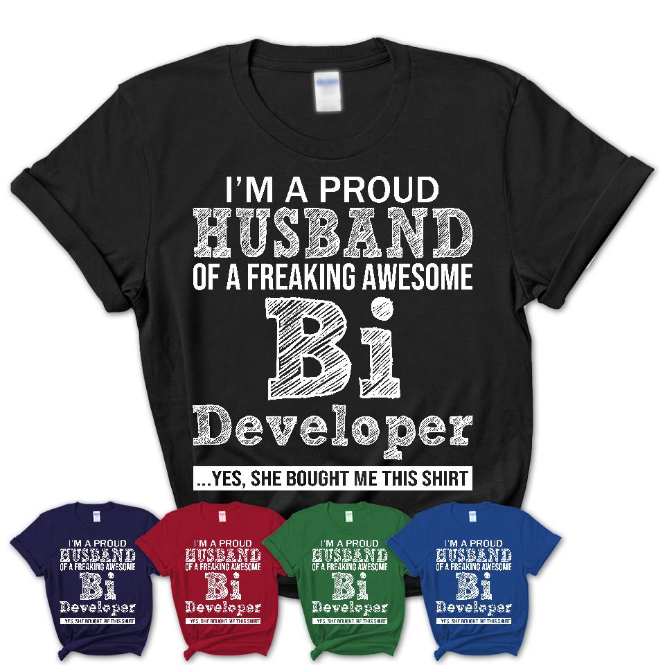 Proud Husband of A Freaking Awesome Bi Developer Wife Shirt, Husband Valentine Gift, Anniversary Couple Shirt
