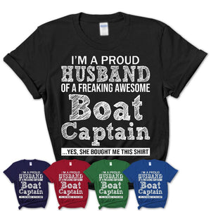 Proud Husband of A Freaking Awesome Boat Captain Wife Shirt, Husband Valentine Gift, Anniversary Couple Shirt
