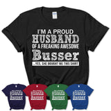 Proud Husband of A Freaking Awesome Busser Wife Shirt, Husband Valentine Gift, Anniversary Couple Shirt