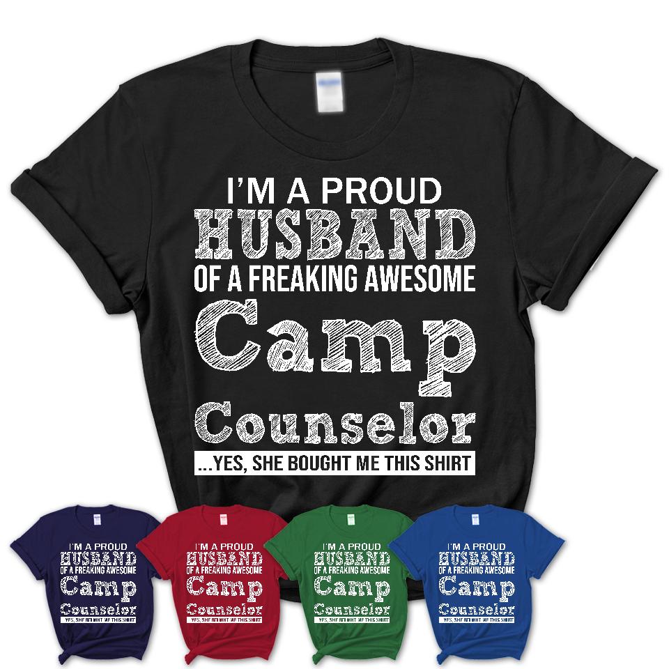 Proud Husband of A Freaking Awesome Camp Counselor Wife Shirt, Husband Valentine Gift, Anniversary Couple Shirt