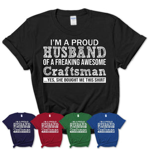 Proud Husband of A Freaking Awesome Craftsman Wife Shirt, Husband Valentine Gift, Anniversary Couple Shirt