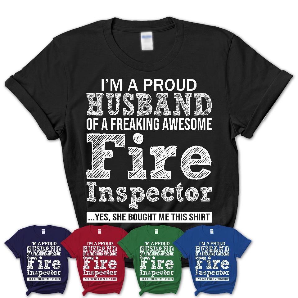 Proud Husband of A Freaking Awesome Fire Inspector Wife Shirt, Husband Valentine Gift, Anniversary Couple Shirt