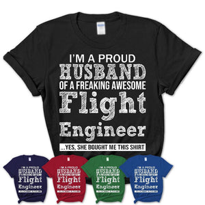Proud Husband of A Freaking Awesome Flight Engineer Wife Shirt, Husband Valentine Gift, Anniversary Couple Shirt