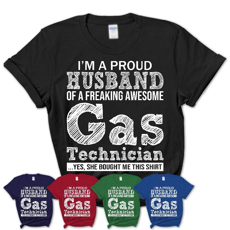 Proud Husband of A Freaking Awesome Gas Technician Wife Shirt, Husband Valentine Gift, Anniversary Couple Shirt
