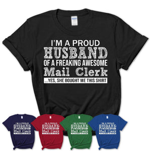 Proud Husband of A Freaking Awesome Mail Clerk Wife Shirt, Husband Valentine Gift, Anniversary Couple Shirt
