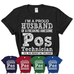 Proud Husband of A Freaking Awesome Pos Technician Wife Shirt, Husband Valentine Gift, Anniversary Couple Shirt