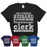 Proud Husband of A Freaking Awesome Procurement clerk Wife Shirt, Husband Valentine Gift, Anniversary Couple Shirt