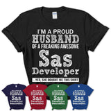 Proud Husband of A Freaking Awesome Sas Developer Wife Shirt, Husband Valentine Gift, Anniversary Couple Shirt