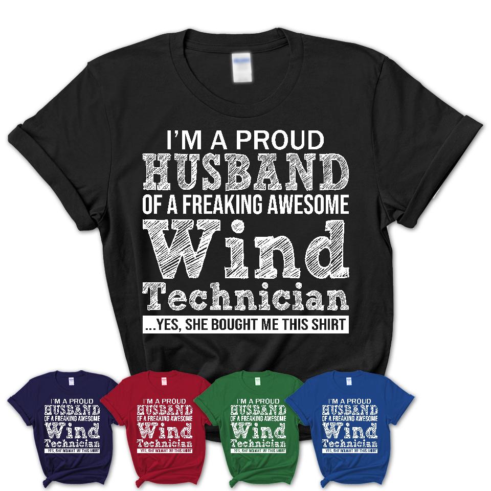 Proud Husband of A Freaking Awesome Wind Technician Wife Shirt, Husband Valentine Gift, Anniversary Couple Shirt