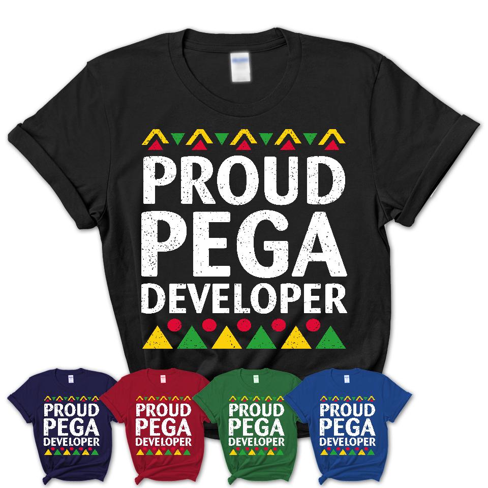 Proud Pega Developer Africa Pride Black History Month T-Shirt