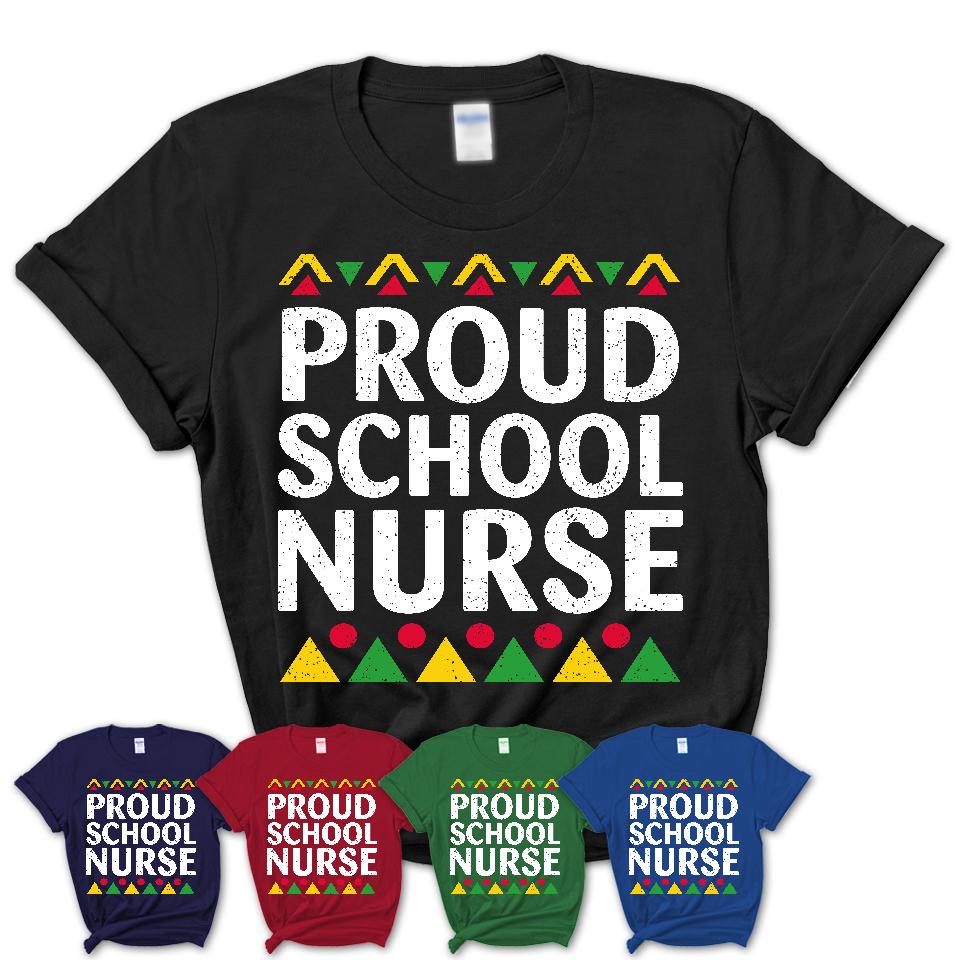 Proud School Nurse Africa Pride Black History Month T-Shirt