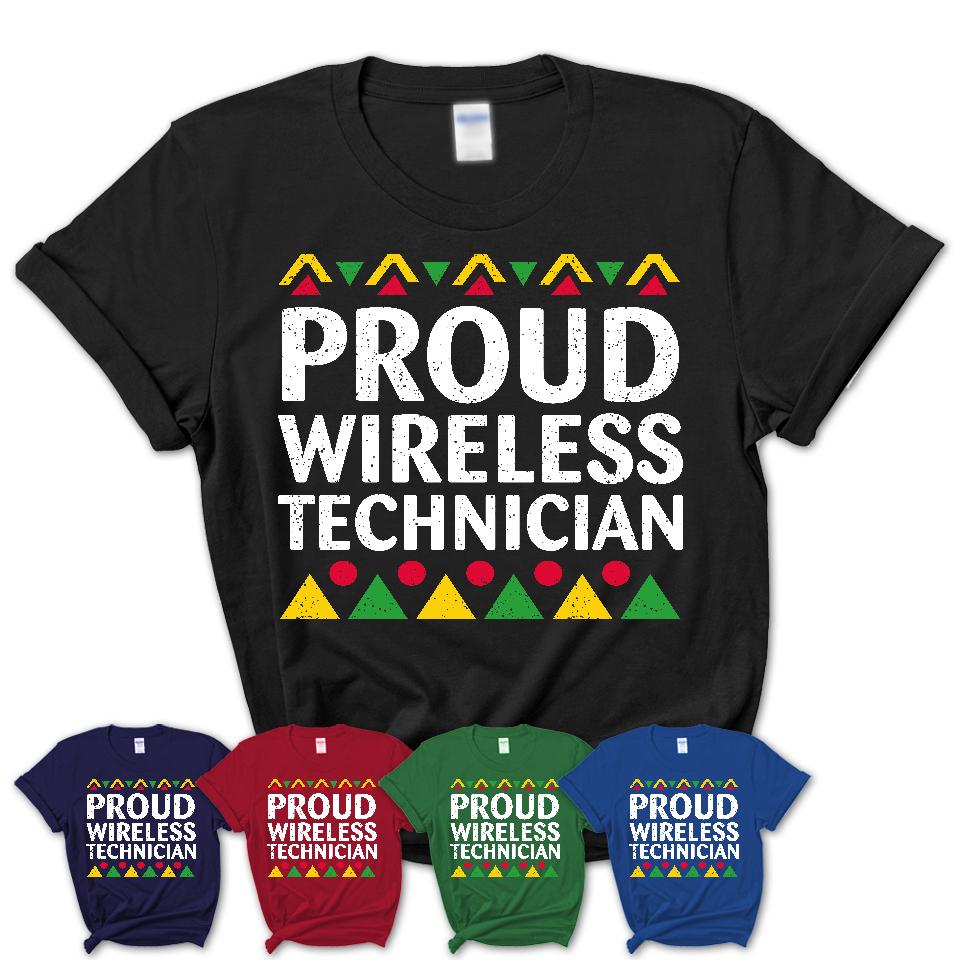 Proud Wireless Technician Africa Pride Black History Month T-Shirt