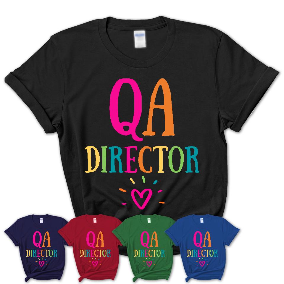Qa Director Rainbow Lettering Heart Shirt, Employee Appreciation Gifts