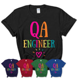 Qa Engineer Rainbow Lettering Heart Shirt, Employee Appreciation Gifts
