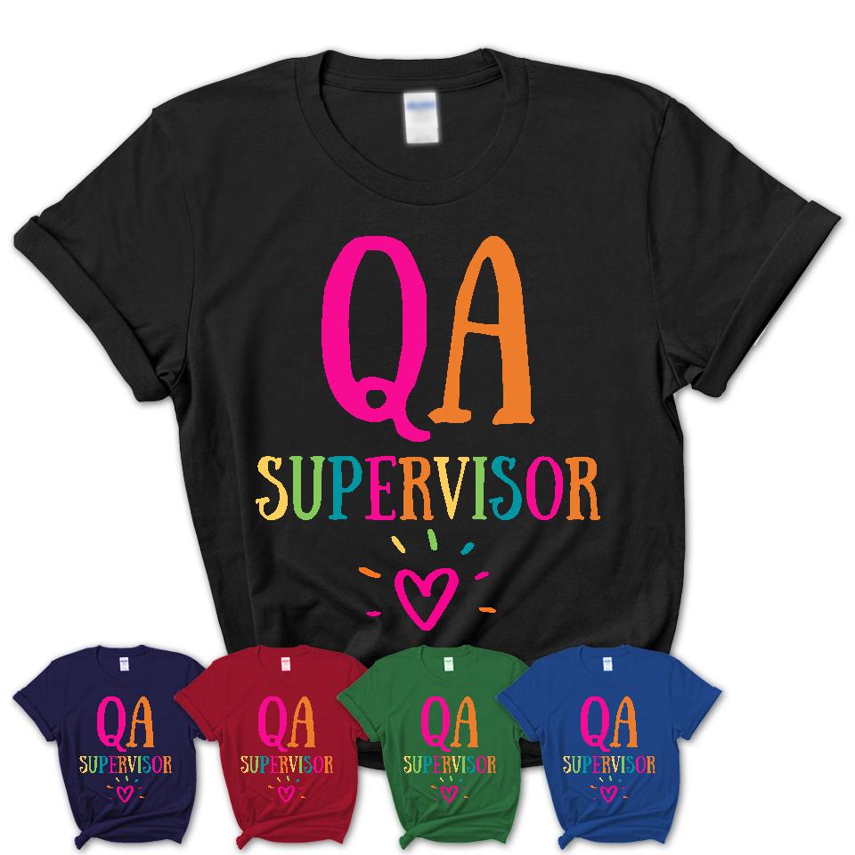 Qa Supervisor Rainbow Lettering Heart Shirt, Employee Appreciation Gifts